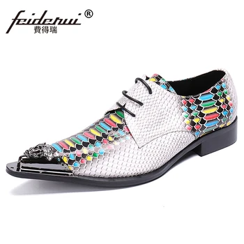 

Fashion Pointed Toe Lace up Man Metal Tips Derby Footwear Formal Dress Alligator Genuine Leather Men's Wedding Party Shoes SL374