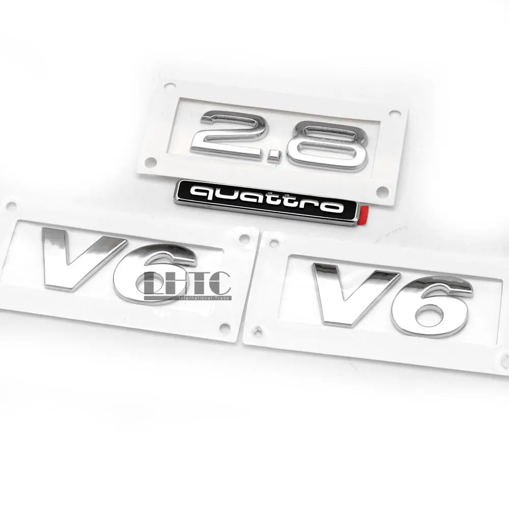 

4x Set V6 Quattro 2.8 Wing Body Side Rear Badge Emblem Chrome For AUDI A4 A6 A8