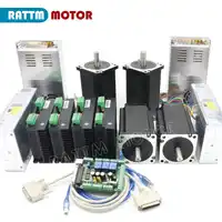 CNC 4 Axis Kit Nema34 stepper motor 1600 oz-in (Dul shaft ) 154mm 5A + CW8060 80VDC 6A motor driver + 145A 6 axis MACH3 board