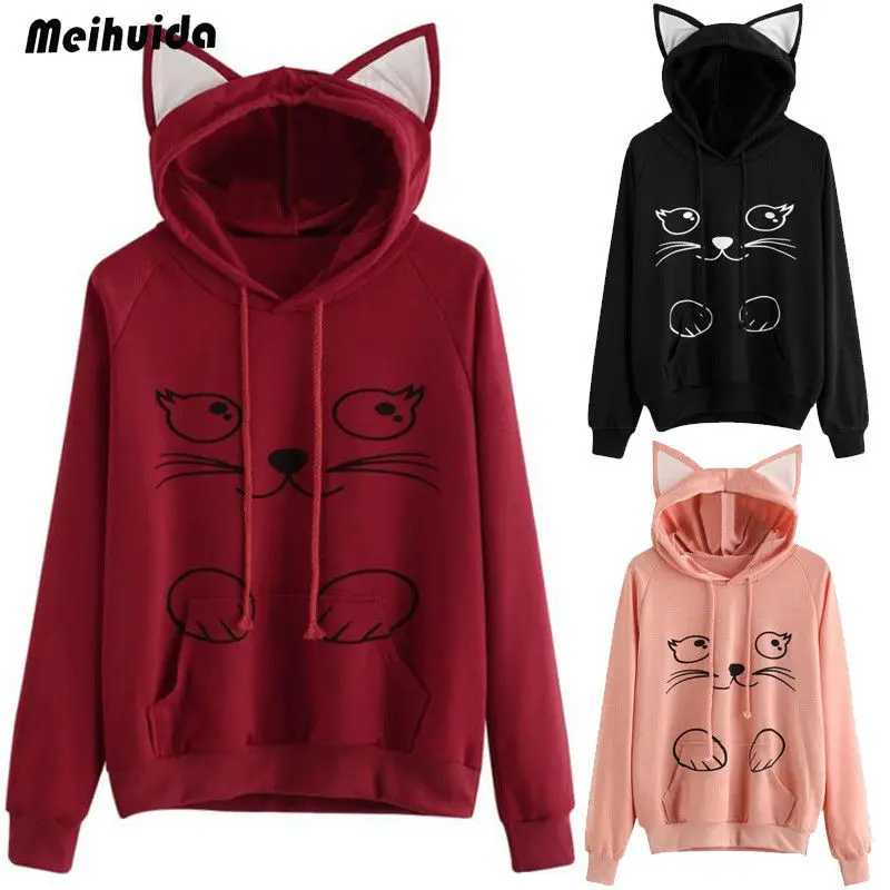 

S-XXL Women Long Sleeve Hoodie Sweatshirt Cotton Casual Hooded Tops Pullover Autumn Clothes Plus Size