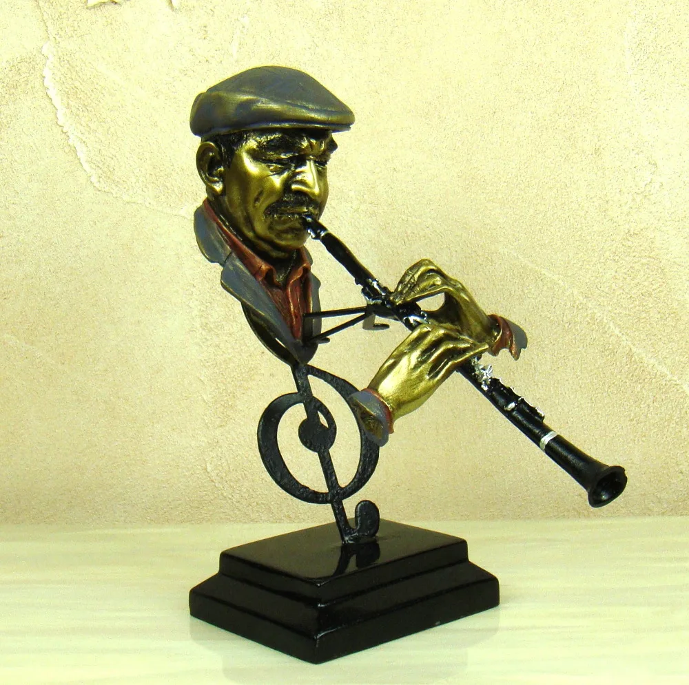 Abstract Flute font b Player b font Sculpture Handmade Resin Piper Musician Sculpture Decoration Art and