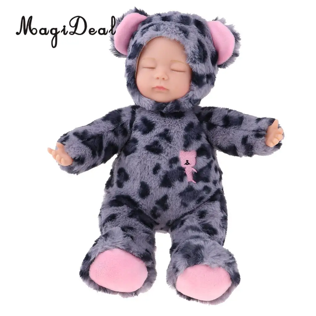 Realistic Sleeping Newborn Baby Dolls Silicone Lifelike Baby Toys Wearing Plush Romper Kids Toy Gift Playmate 