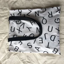 Хлопок Лен эко хозяйственная сумка наплечная с принтом черная английская буква YL90612