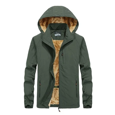 DIMUSI осень зима мужская куртка мужской флис толстый пальто армейская тактика ветровка мужская Военная дышащая с капюшоном 6XL - Цвет: Army Green