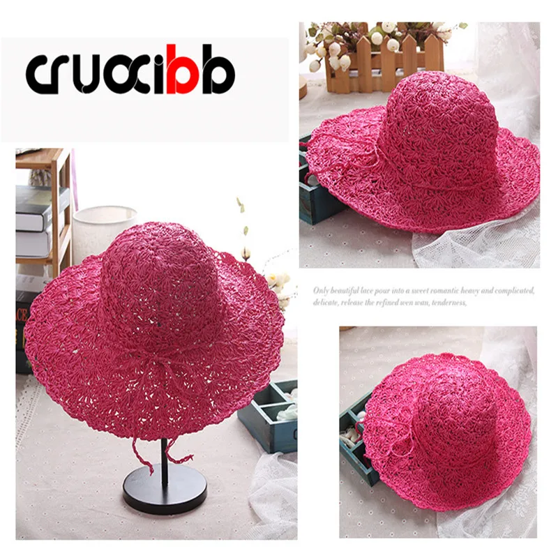 Cruoxibb Мода 2017 г. Летняя женская шляпа солнца Gorras дамы широкополые соломенные шляпы
