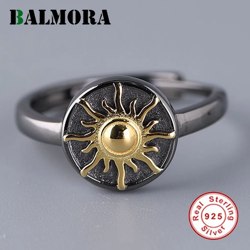 

BALMORA 925 Sterling Silver Sun Elegant Open Rings for Women Lover Gift Fashion Gold Plating Jewelry Anillos SY22779