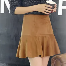 Fashion High Waist Women Skirt Solid Color Suede Skirts Female New Winter All-Match Women’s Short Fishtail Skirt C1225
