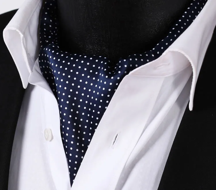 RD103B синий белый горошек Шелковый шейный платок тканый Аскот галстук Карманный квадратный платок костюм набор