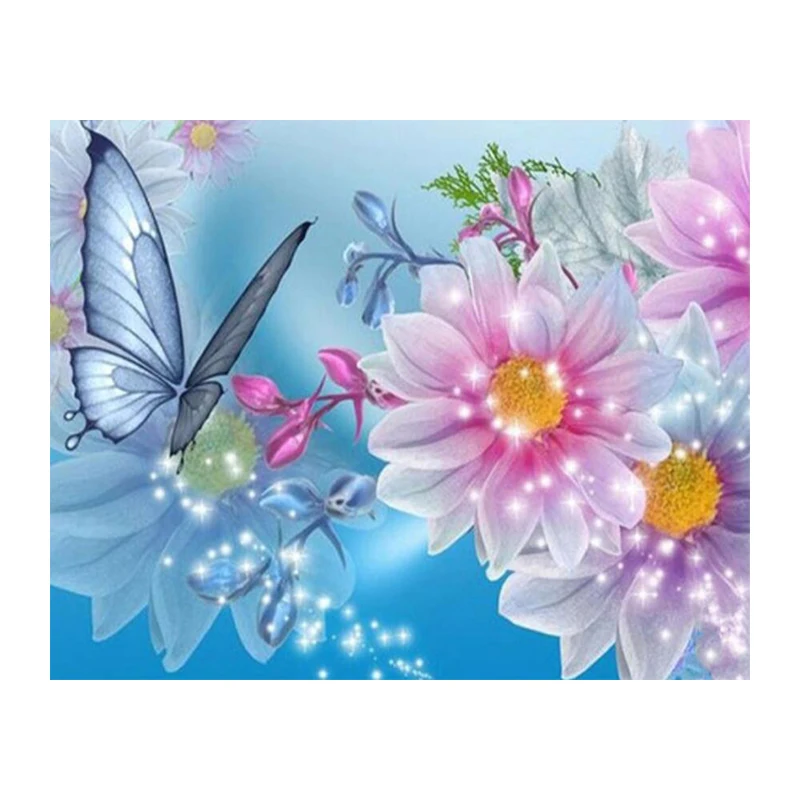 Diy Diamond Painting Butterfly flower cross stitch wall sticker Diamond Embroidery Resin Furniture Round Diamond Crafts 