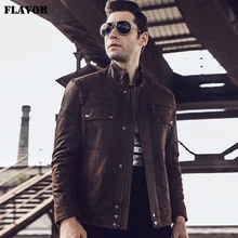 Новая мужская Ретро настоящая кожаная куртка мотоциклетная куртка осень зима свиная кожа натуральная кожаная куртка