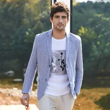 Весенне-осенний мужской элегантный льняной блейзер мужской однотонный Повседневный блейзер для мужчин S-2Xl размера плюс Ds505