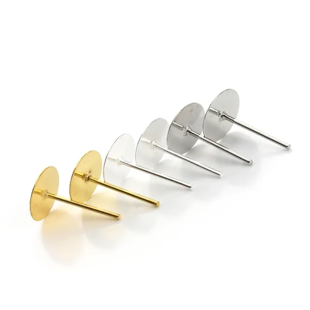 8mm 200pcs Lot Gold Silver Color Earring Stud Ear Post Nails Flat 8mm 200pcs Lot Gold Silver Color Earring Stud Ear Post Nails Flat Pad