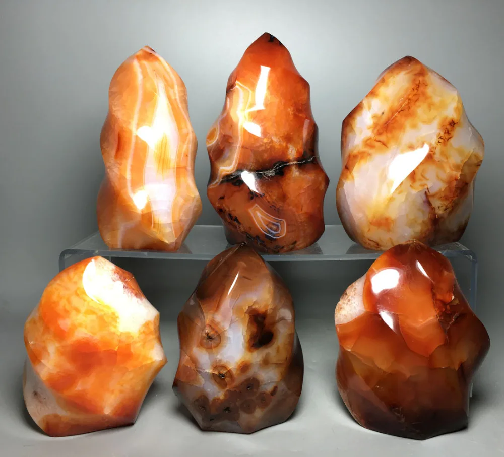 

2800g 6pcs Flame profile Agate! NATURAL CARNELIAN Flame Profile QUARTZ CRYSTAL graduation gifts