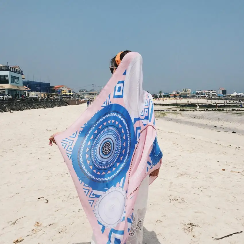 Новинка 90x180 см саржевое хлопковое парео пляжное женское Большое пляжное платье бикини купальный костюм накидка саронг шарф