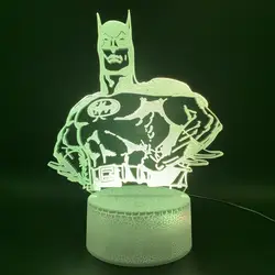 Новинка огни Супергерой Комиксов Marvel Бэтмен голограмма офис декоративный Домашний Светильник детский подарок 3D иллюзия Led ночник лампа