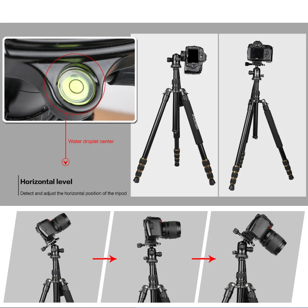 Профессиональный фотографический Компактный алюминиевый штатив Zomei Z668 для