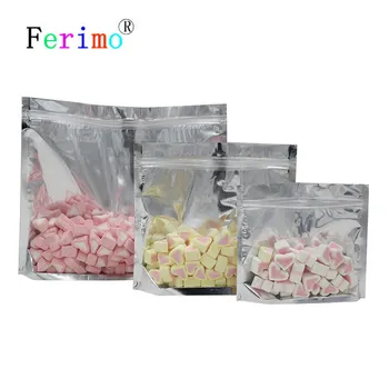 

100pcs Matte Translucent Flat Clear Front Heat Sealing Foil Mylar Zip Lock Storage BagsTear Notch Zipper Organizer bag Wholesale