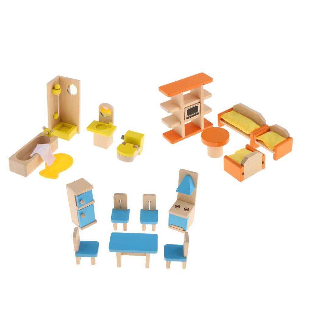 MagiDeal بيت الدمية مصغرة غرف مجموعة اثاث الاطفال الأطفال مسرحية
