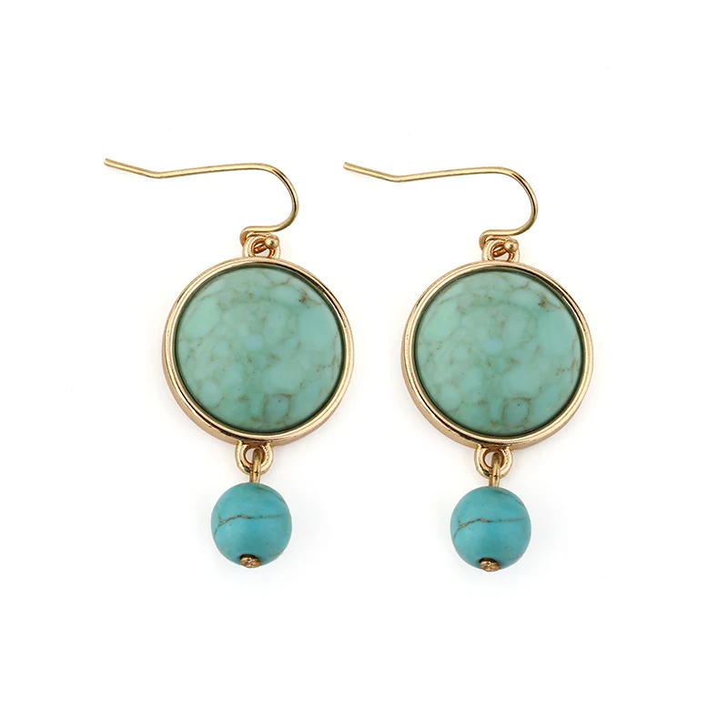 

Bohemia Synthetic Stone Pendants Drop Earrings For Women Ethnic Alloy Dangle Earrings Fashion Jewelry Pendietes Gold-color