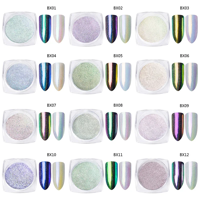 0,2 г голографический блестящий для ногтей Типсы УФ гель для ногтей украшения Красочный жемчуг порошок пыль маникюрный аксессуар