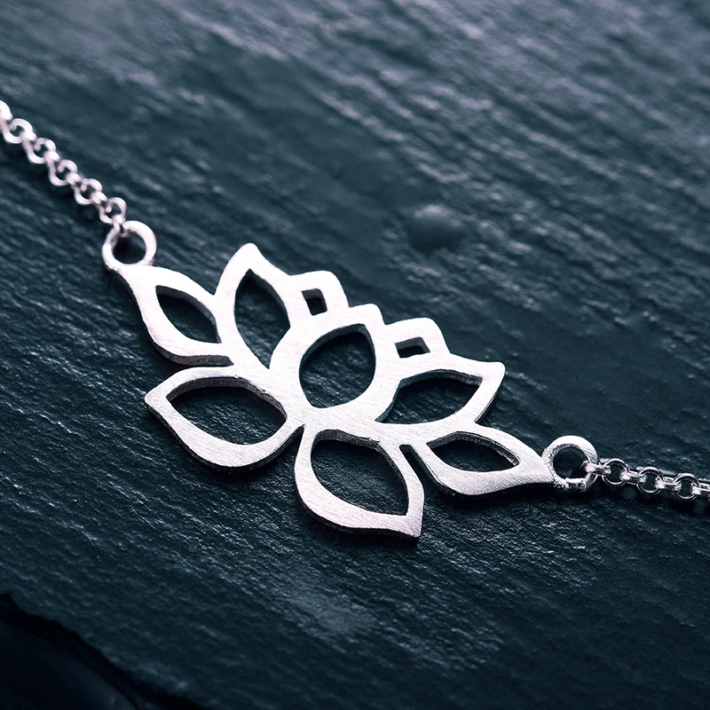Lotus Fun Genuine 925 Sterling Silver Hollow Out Flower Charms Bracelet Silver 925 Jewelry Valentine's Day Present Dropshipping