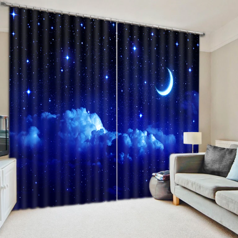 Modern Luxury Fantasy Moon Star Night 3D Blackout Window