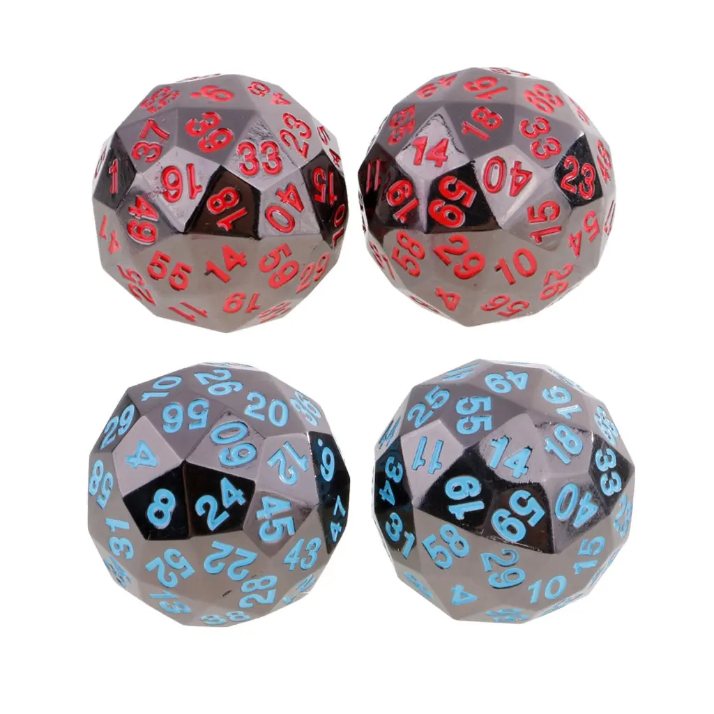 

4pcs Alloy Polyhedral Dice 60 Sided D60 Digital Dices for Dungeons Dragons MTG RPG Party Table Game Entertainment Toys Gift