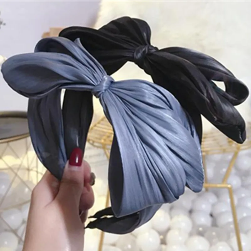 

Hair Boutique Bow Headband for Women Solid Fabric Fold Bow Hairband Girls Lovely Big Bow Knotted Head Band Adult Hair Bow Hoop