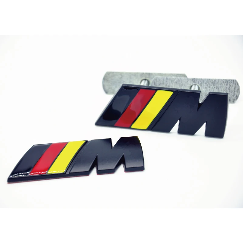 M TECH SPORT FRONT GRILL REAR TRUNK BADGE BLACK GERMAN FLAG M EMBLEMX1