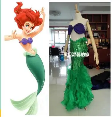 

Free Shipping The Little Mermaid Ariel Skirt Princess Ariel Costume Dress for adult Cosplay Costume Tailor-made