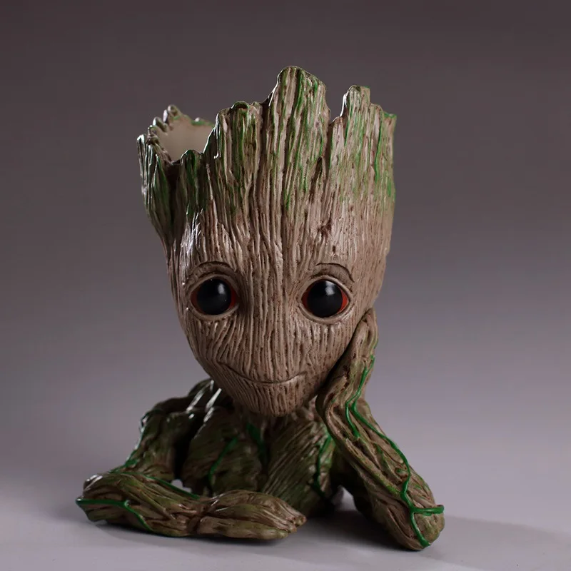 Baby Groot Flowerpot PVC Flowerpot Planter Model Toy Pen Pot Holder Home Table Decoration Christmas Kids Gifts