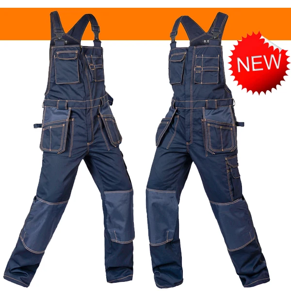 Bauskydd mannen cargo pocket werk overall workwear Bib Overalls twill