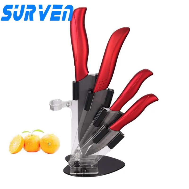 SURVEN Transparent Acrylic Ceramic Knife Holder Portable Practical Ceramic Knife Holder Kitchen Knife Stand Block