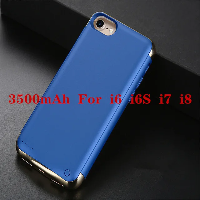 KQJYS, Дополнительный внешний аккумулятор для iPhone 8, 7, 6, 6 S, беспроводной чехол с зажимом для задней панели, чехол для iPhone 6, 6 S, 7, 8 Plus, зарядное устройство, чехол s - Цвет: Blue