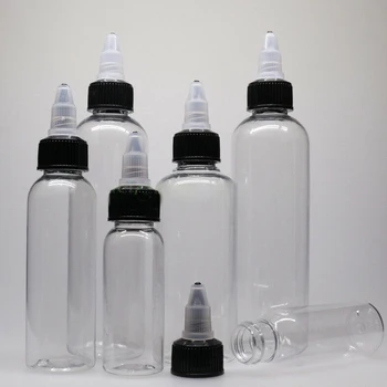 

10pcs 30ml/60ml/120ml Empty PET E juice Clear Liquid Vape Oil Dropper Water Bottles Twist Top Cap Bottle for Tattoo Pigment Ink