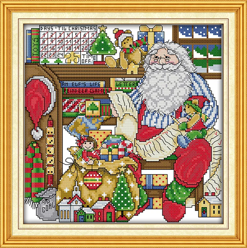 

The busy Santa Claus Printed Canvas DMC Counted Chinese Cross Stitch Kits printed Cross-stitch set Embroidery Needlework