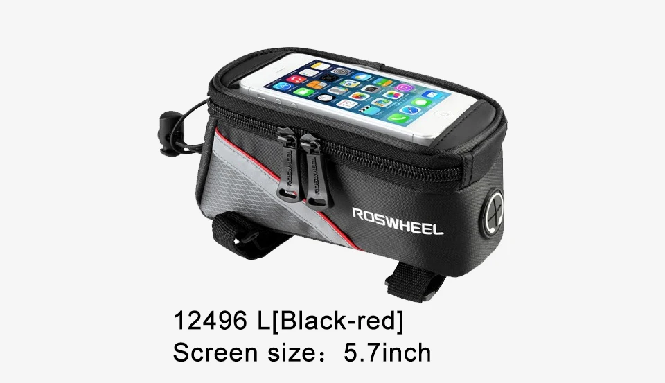 Cheap ROSWHEEL Bicycle Bags Frame Front Head Top Tube Waterproof Bike Bags&Double IPouch Cycling For 5.5-6.2 in Cell Phone Touch 6