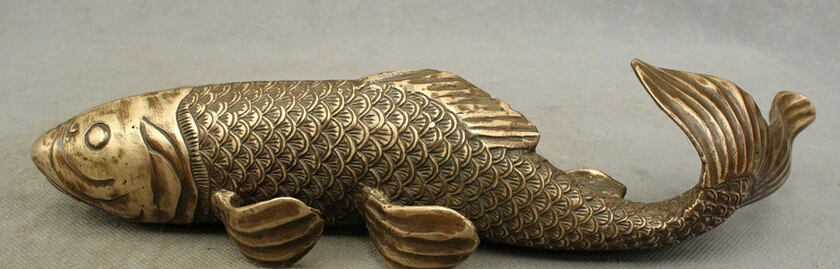 

S3700 12" Chinese Bronze Copper Decoration Art Sculpture Active Fish Statue Set D0318