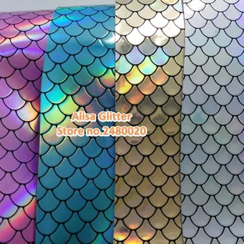 

10PCS 21X29cm Alisa Glitter Faux Leather Fabric Mermaid Fish Scales Leather Pu leather Fabric For Bow DIY Wallpaper GM25b