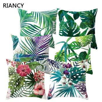 

Sofa Decorative Cushion Cover Tropical Plant Leaf Pillow Pillowcase Polyester 45*45 Throw Pillow Home Decor Pillowcover 40506-X