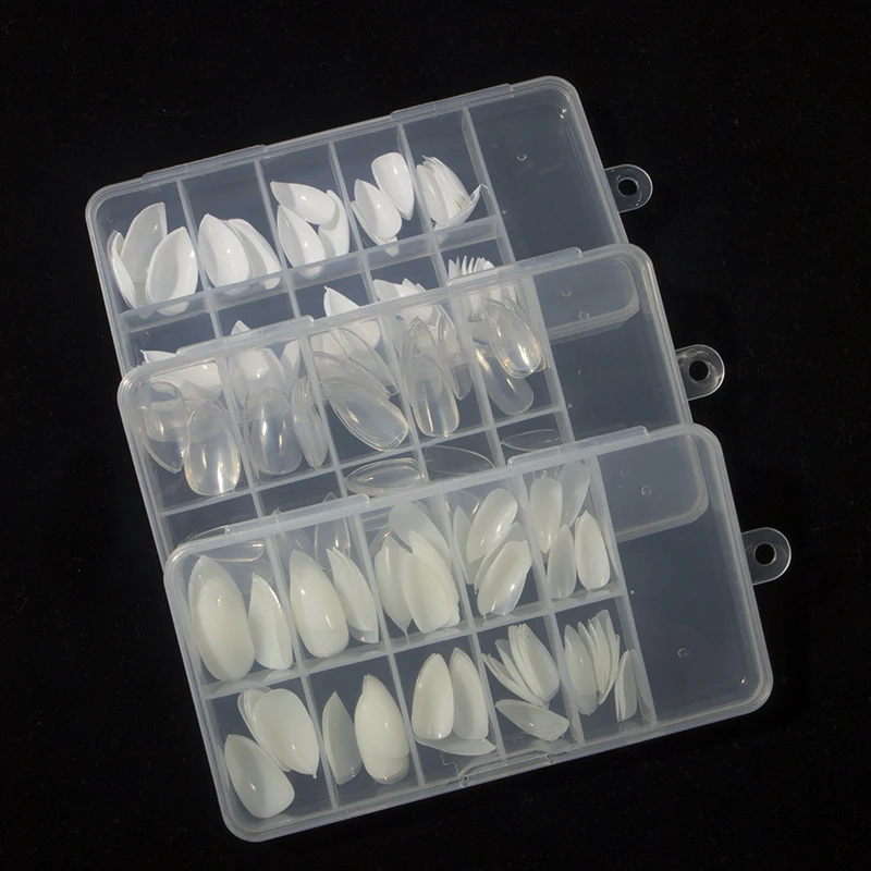 

TKGOES 100PCS Almond Sharp Ending Fake Nails Art Full Cover Oval Stiletto False Fake Nails Tips Manicure Artificial Nails Salon