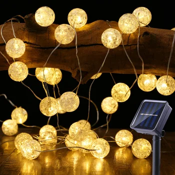 

Waterproof Solar String Led Lights Fairy Colorful 100 Crystal bulb ball solar Christmas Party Garden Garlands Decoration Party