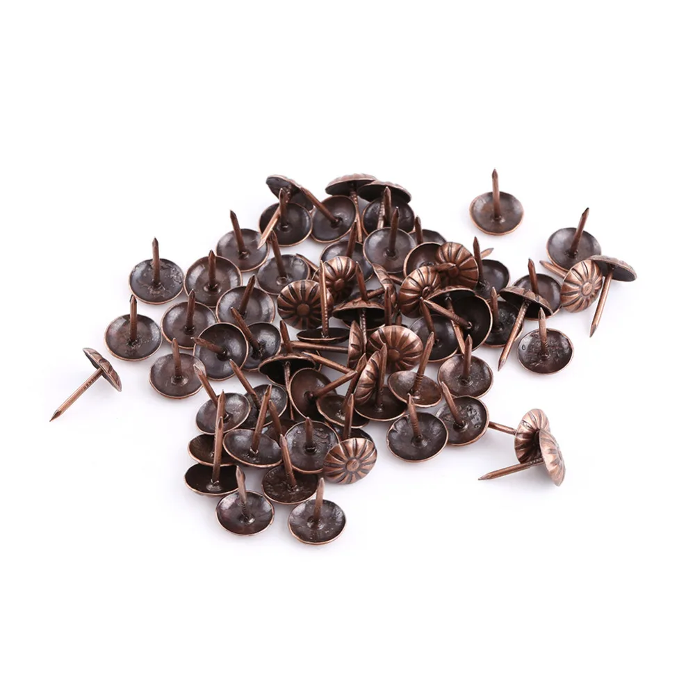 W 100pcs pack Vintage Upholstery Nails Bronze Metal Tags Furniture Sofa Shoe Door Decorative Tack Stud