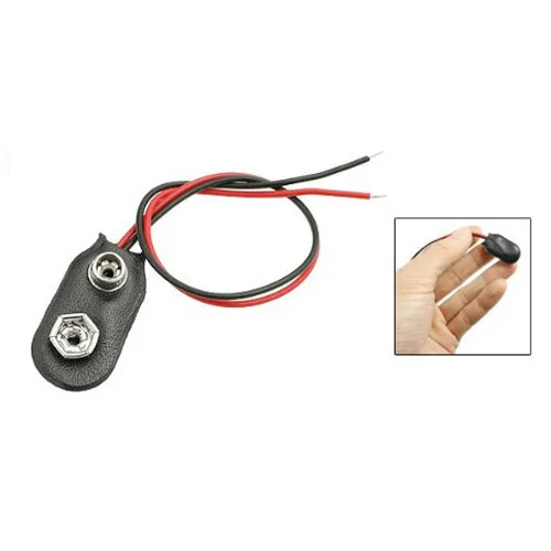

HWEXPRESS Hot 5 pcs Black Faux Leather Housing T Type WiRed 9V Battery Clip Connector
