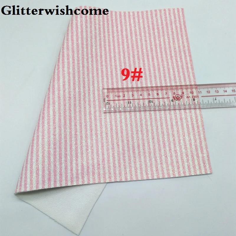 Glitterwishcome 30X134 см мини-рулон с принтом в полоску блестящая синтетическая кожа искусственная ткань из искусственной кожи винил для бантов, GM025