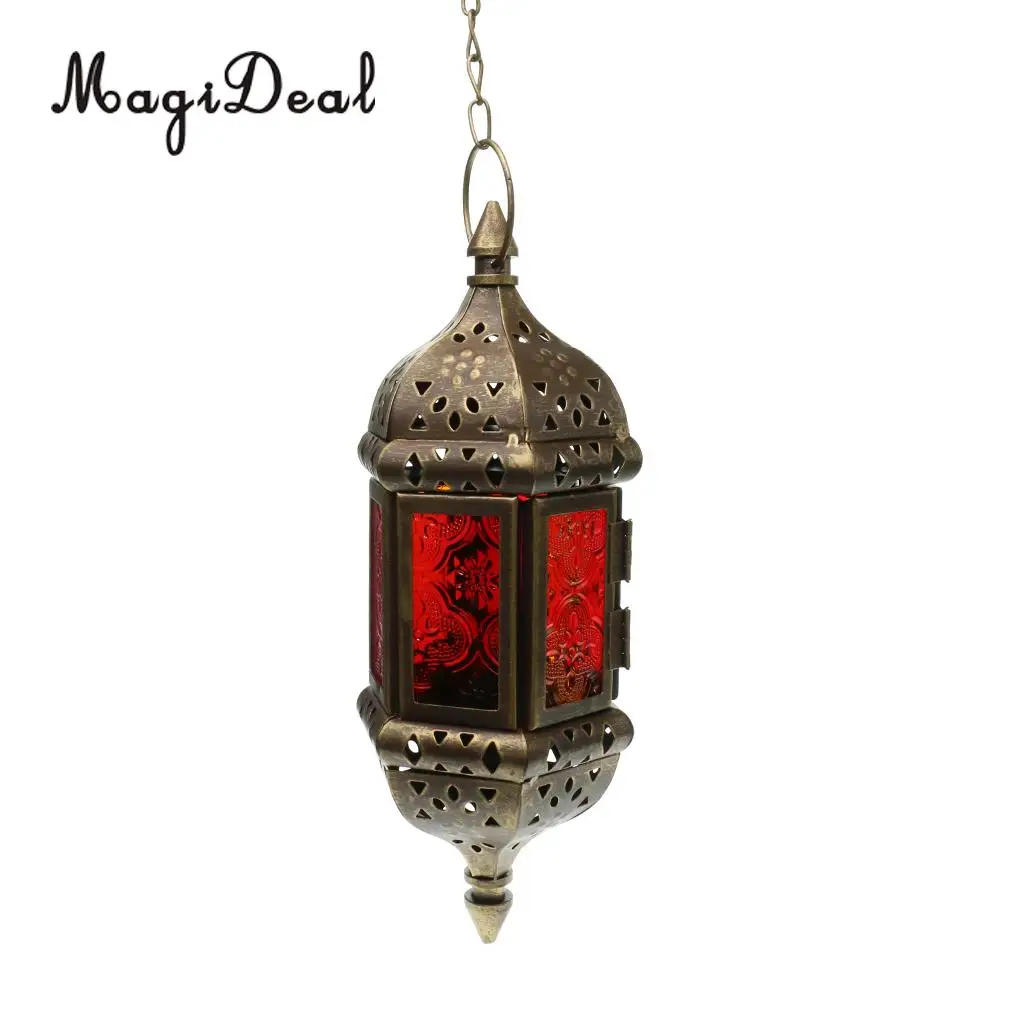 3x Moroccan Style Metal Candle Lantern Candleholder Tealight Holder for Wedding Home Decor Bronze	