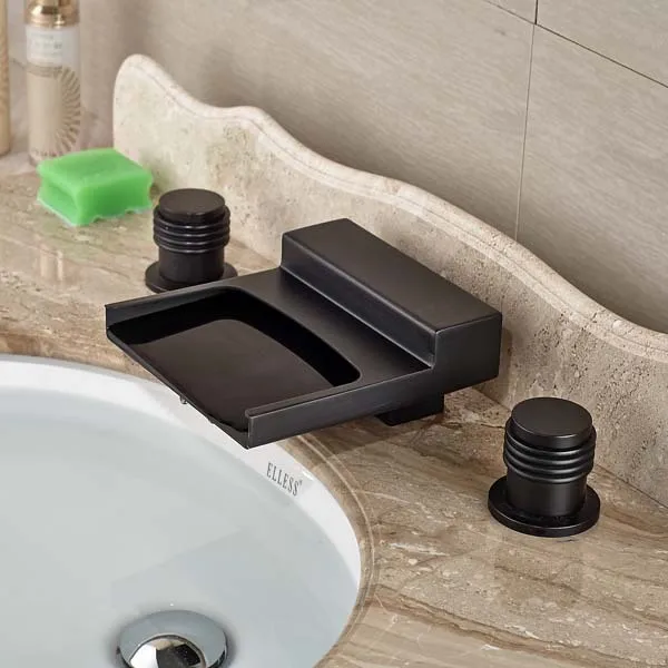 Deck Mounted Oil Rubbed Bronze Waterfall Bathroom Faucet ...