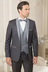 Новый Дизайн One Button Жених Смокинги шаль нагрудные Groomsmen best человек мужские свадебный костюм (куртка + брюки + жилет + галстук) ширина: 272
