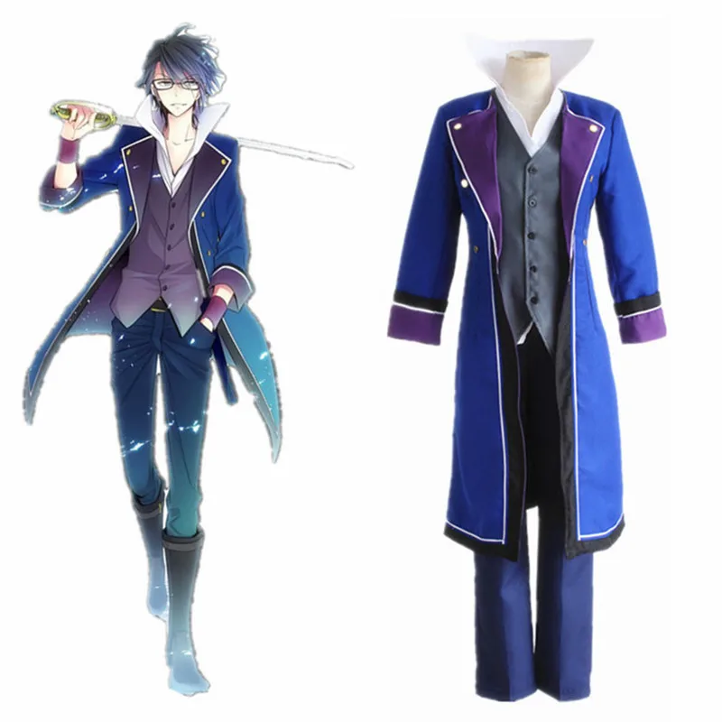 

Japanese Anime K Project Saruhiko Fushimi Cosplay Costume Blue Uniform Cloth Military Uniform Army Uniform Halloween Costumes