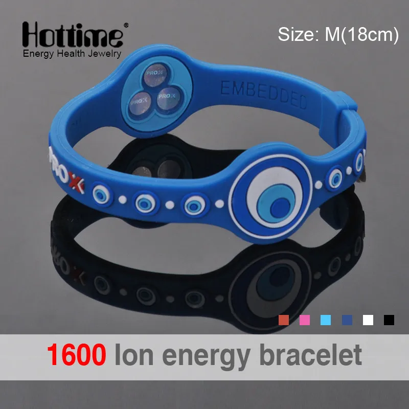 Hottime 1600 ion Bio Energy Unisex Trendy Silicone Rubber Flexible Wristband Wrist Band Cuff Bracelet Bangle For Women Men PROX2 - Окраска металла: PROX 2 Blue